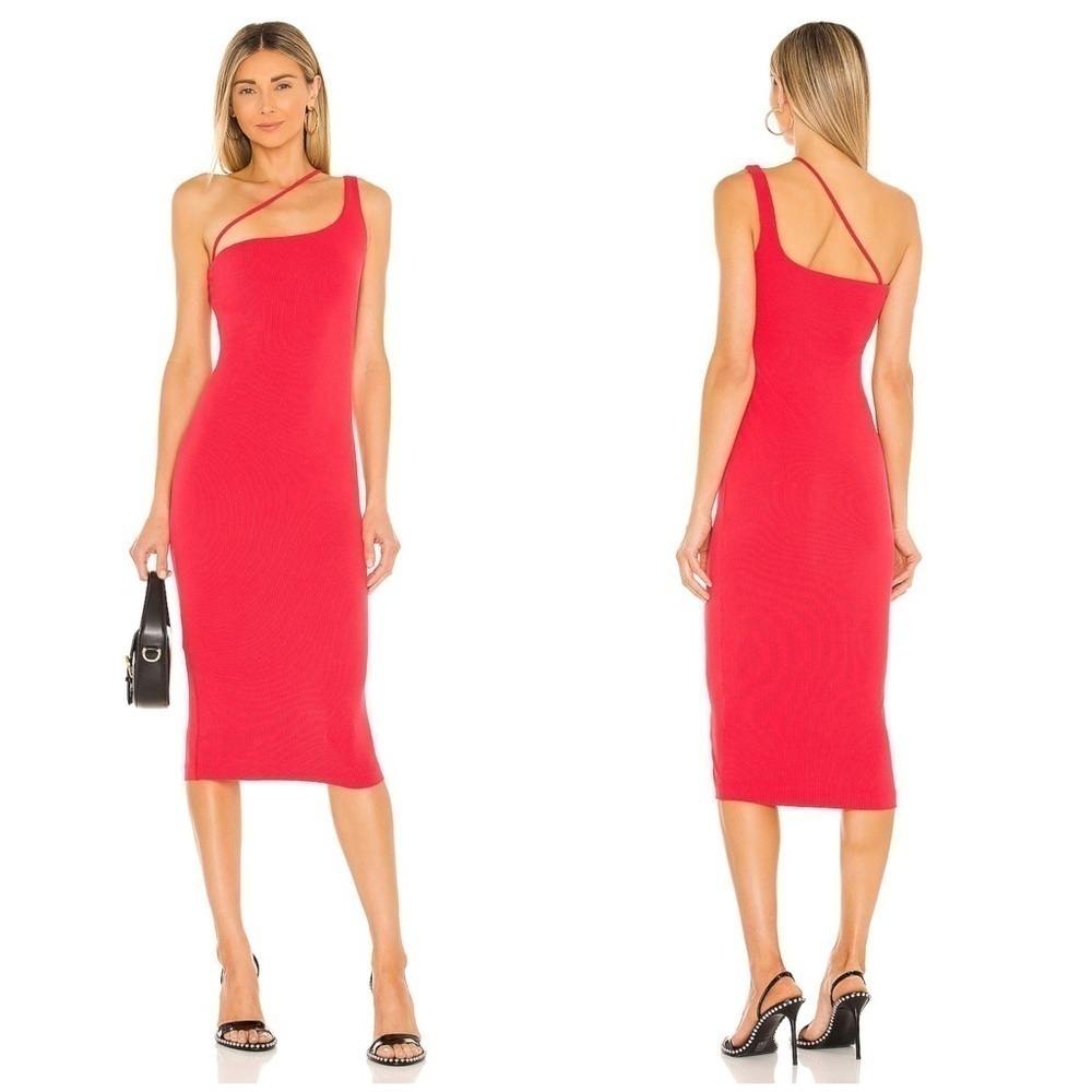 H:OURS Niall Midi Dress In Red